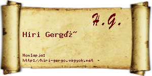 Hiri Gergő névjegykártya
